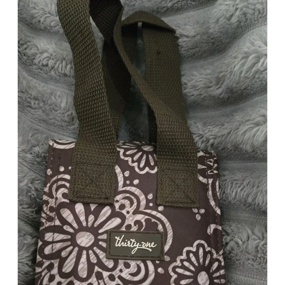 Thirty One Insulated Wine Bag Tote‎ Brown And White Flower Pattern.  Whimsical